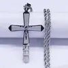 Pendant Necklaces 2021 Stainless Steel Catholicism Jesus Cross Necklace Silver Color Big Long Chain Jewelry Collier Croix N9523S02