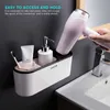 Saç Kurutma Makinesi Tutucu Banyo Raf Duvar Raf Banyo Organizatör Raf Depolama Tutucu Saç Kurutma Makinesi Yapıştırıcı Yumruk-Ücretsiz Ücretsiz Gemi Için 210705