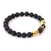 Bracciale con fili di corona d'oro in pietra naturale Bracciale con perline turchesi di roccia lavica Bracciale donna uomo gioielli moda volontà e sabbia bianco blu nero