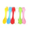 Cucchiaio di plastica Forchetta Set di posate da viaggio Utensili da campeggio Spork Combo Gadget Posate Posate Cucchiai Set Strumenti da pranzo 6 pezzi / set