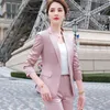 Costume violet haut de gamme tempérament mode formelle à manches longues blazer mince et pantalon bureau dames vêtements de travail d'affaires 210604