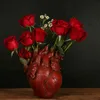 ノルディックスタイルの花瓶樹脂解剖学的ハート形の花のホームアート彫刻デスクトップの植物鍋リビングルームの寝室の装飾211215
