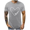 Men's T Shirts Men's T-Shirts Men Couples Lover Shirt Valentine's Day Love Letter Print Tops Short Sleeves Casual Slim Fit Top