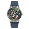 Montres-bracelets Tiger Forest King Animal Femmes Hommes Mode Bijoux Noir Blanc Toile Bande Quartz Montre-Bracelet