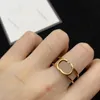 Ihålig brevband ringar design öppen ring vintage enkel diamant inlay smycken klassisk guldpläterad ring