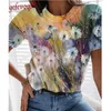 Grafisk blommigryck Streetwear Casual Short Sleeve Plus Storlek Rolig Kawaii Harajuku Tees T-shirt Sommarkläder för kvinnor 210623