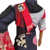 Genshin Etkisi Kazuha Cosplay Kostümleri Kimono Wig Pelerin Pantolon Gözden Gözden Günü Cadılar Bayramı Egzotik Kostüm Aksesuarları Prop Giyim Takımları Y0903