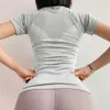 Kvinnor kort ärm yogadröja sömlös sport topp smal andas fitness tshirt gym träning snabb torr kvinnlig löpning sportkläder3974806