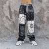 2 Pieces Sets Mens Paisley Tie-dyed Short Sleeve Shirts and Elastic Waist Straight Joggers New Hip Hop Tracksuit Streetwear Sets G1222