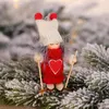 Christmas Trees Ornament Pendant Mini Doll Christmas Decoration Figurine Wooden Skiing Toy Santa Snowman Doll Xmas Hotel Decoration XVT1160