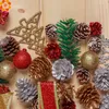 9PCS Gold Christmas Ornaments Pine Cones DIY Xmas Tree Pendant Party Decorations Home Decor Y201020