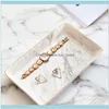 Jewelry Packaging & Jewelryjewelry Pouches Bags Marble Ceramic Tray Ring Necklace Display Desktop Storage Box Gold Edge Wedding Valentines