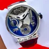 Mega Yacht 44mm 6319-305 smalto 3D Tourbillon automatico orologio da uomo oro rosa blu quadrante bianco cinturino in pelle marrone 2021 orologi Pure231r