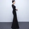 Casual Dresses SVKSBEVS 2021 Crystal O Neck Sequined Mermaid Long Elegant Party See Through Sleeve Open Back Maxi Dress