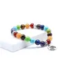 Alta qualidade moda yoga charme natural 7 chakra pedra frisada pulseira