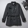 Kurzer Herren-Trenchcoat, locker, Khaki, Marineblau, Schwarz, zweireihig, Windjacke, Gabadian-Baumwolle, britischer Stil, Herbst- und Winterjacke 002