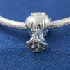 Sólida plata esterlina 925 Cinder Charm Bead con esmalte azul se adapta a pulseras de dijes de joyería de estilo Pandora europeo