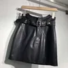 Plus rozmiar skórzany spódnica damska pasek wysokiej talii szorty S PU mini kobieta czarna moda strój sexy 210621