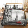 Paryż Wieża Eiffla Wydrukowana Pościel Zestaw Queen Size Comforter Bed King Duvet Cover Set Wysokiej jakości C0223