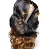 Тело волны 360 кружева фронтальные волосы парики волос OMBRE цвет 1BT30 беззвучный бразильский REMY передний парик с выделением 150% плотности Diva1