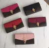 Modedesigner Damen Geldbörsen Luxus CLAPTON Geldbörsen hochwertige braune Blumen Briefe Kreditkarteninhaber Damen lange schlanke Umschlag Geld Clutch Taschen mit Box