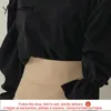 Yitimuceng Office Lady Blouse Women Slim Shirts Flare Sleeve Khaki White Black Clothes Spring Summer French Fashion Tops 210601