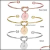 Bracelets de manchette Bijoux 26 Lettre initiale Charme Ouvert pour les femmes Gold Sier Rose Alphabet Cravate Noeud Fil Bracelet Mode DIY Drop Livraison 2021 W3