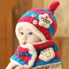 2 шт / комплект Новый мальчик девушка унисекс осень зима младенца шляпа + SARF набор детские шапки шарф детей младенческие кепки 591w