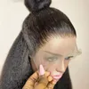 Brasiliansk spets framkärna för svarta kvinnor kinky raka syntetiska peruker värmebeständigt fiber hår dagligen