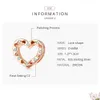 WOSTU 925 Sterling Silver Love Heart Beads Zircon Rose Gold Charm Fit Original Bracelet & Bangles Silver 925 Jewelry CQX106 Q0531
