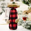 Buffalo Plaid Wine Bottle Cover Decorative Faux Fur Cuff Sweater Wine Bottle Holder Gift Bags Party Ornament