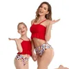 Summer Family Matching Swimsuit 2pcs Sets Black red green vest style Bikini Floral Swimming Trunks Mother Daughter E2105 210610