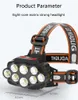 Lampade frontali Torcia frontale ricaricabile 8 XPG LED Torcia con 4 modalità Lampada impermeabile USB per campeggio all'aperto Ciclismo Ru294d