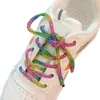 2021 Full Rhinestone Crafts DIY Drawstring Trousers Rope Cap RopeS Rainbow Shoe Cadarço Belt Bowknot Lazy Elástico Cadarços Acessórios de Vestuário