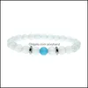 Kralen, armbanden 8 mm blauw witte opaal kralen kettingen armband voor vrouwen mannen koppelen helende kristal natuursteen strengen kralen bangle mode