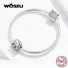 WOSTU 925 Sterling Argent Coloré Joyeux Éléphant Perles Émail Charmes Fit Original Bracelet Pendentif Bijoux De Mode Cadeau FNC095 Q0531