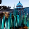 Stehlampe für den Außenbereich, mundgeblasenes blau-violettes Schilfrohr, stehende Skulptur, Speere aus Muranoglas für den Garten, für Hotel-Kunstdekoration