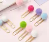 Women Girl Candy color Pom Ball Filing Paper Clips Note Decoration DIY Bookmark Metal Binder Clip Notes Letter WLL53