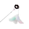 Cat Toys Faux Feather Teaser Wand Pom Fairy Bell Kattunge Toy Interaktiv Plast Tassel Stick Pet Supplies
