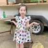 LZH New Sweet Girl Summer Clothes 2021 Love Printting Dress For Kids Thin Section Children Clothing Round Neck Baby Girls Dress Q0716