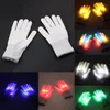 LED Colorful Rainbow Glowing Gloves Party Christmas Gift Novelty Hand Bones Stage Magic Finger Show Fluorescent Dance Flashing Glove gyq