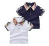 Baby Boys Romper Tshirts Turndown Collar Summer Kids Short Sleeve Plaid Tshirt Gentleman Style Barn Bomull Casual Tops Tees6744039