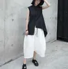 [EAM] 2021 New Spring Autumn High Waist Drawstring White Loose Big Size Loose Wide Leg Pants Women Trousers Fashion Tide JR505 Q0801