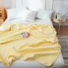 Bonenjoy 100% couverture de fil de coton unique Queen Size couvertures de serviette jaune coton été couvre-lit King Size couvertures tricotées T200901
