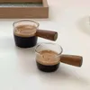 Wooden Handle Milk Jug Glass Coffee Creamer Cup Small Seasoning Sauce Sugar Vinegar Dish Multi-Functional Coffeeware RRE12363