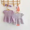 Summer Baby Girl Body Plaid Jumpsuit avec couvre-chef born Cute Style Kids Clothes E1002 210610