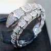 Marca 925 Anillos de serpiente de plata esterlina para mujer Anillo de compromiso de diamante pavimentado de lujo Joyería de topacio blanco de boda estampado 10kt 211120