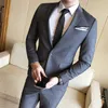 Ceketler + Pantolon / 2019 Yeni High-end Marka Damat Gelinlik Resmi Suit 2 Parça / Erkek Katı Renk Ince Iş Rahat Takım Elbise X0909