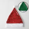 Flip para mudar de cor chapéu vermelho verde lantejoulas chapéus em branco sublimação boné decoração de natal festival presentes para amigos