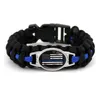 Zwart Blauw Dunne Blauwe lijn Amerikaanse Vlag Terug De Blauwe Politie Paracord Survival Armbanden Outdoor Self Survival Camping Armband